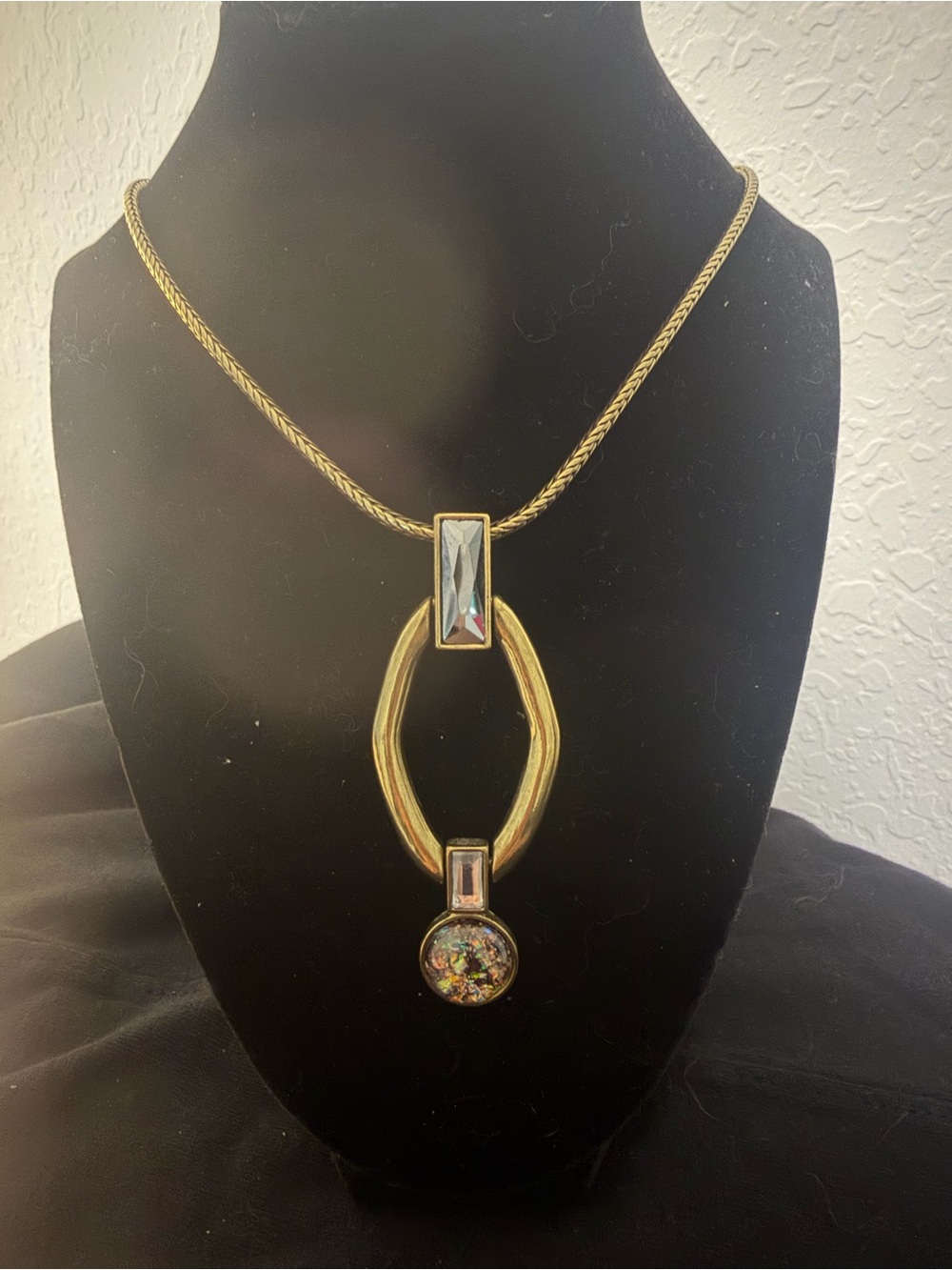 Chico's Gold-Tone Pendant Necklace with Iridescent Accent